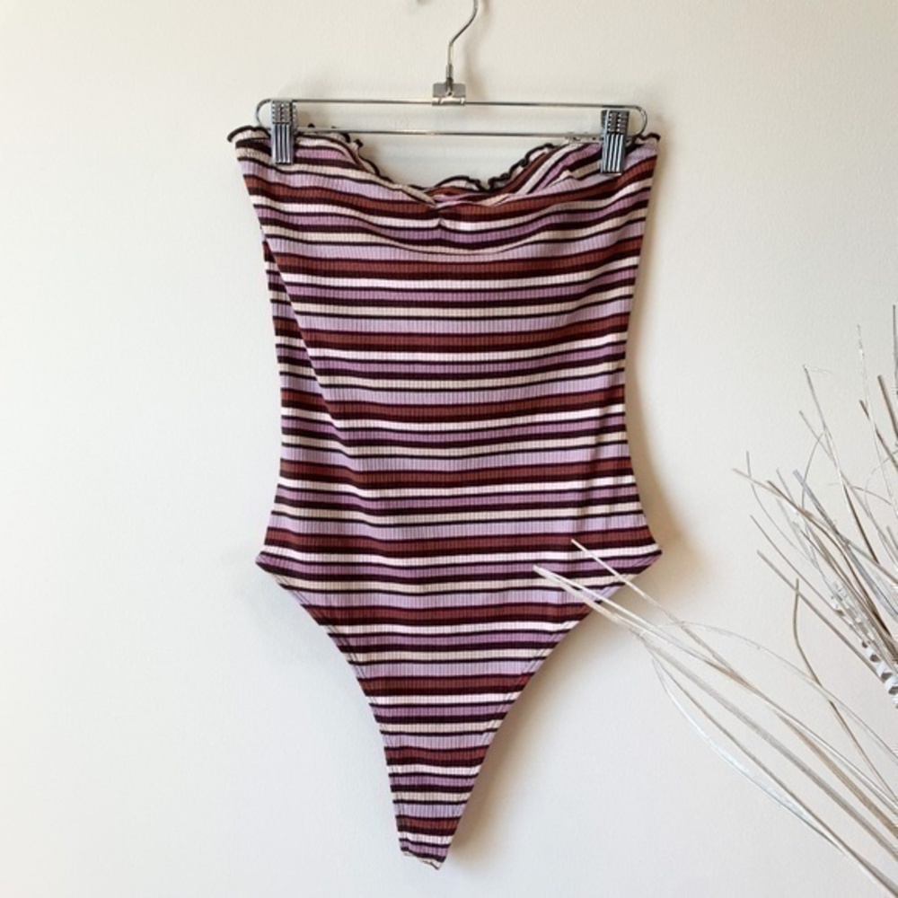 UO Out From Under Stripe Sleeveless Bodysuit sz L